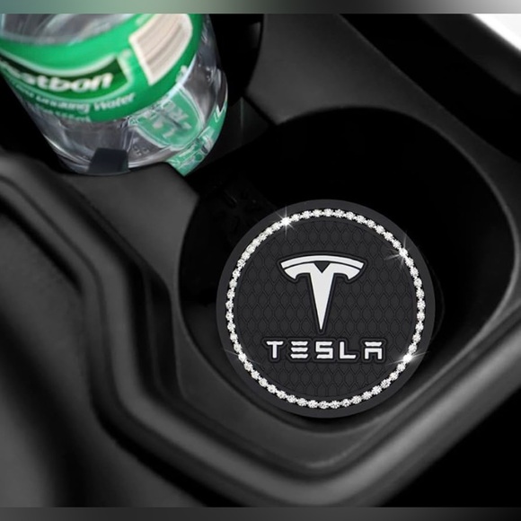 New Tesla Diamond Crystal Car Coaster Anti Slip Cup Holder Mat Auto Interior A - Picture 3 of 4